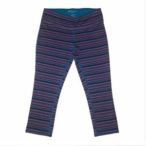 Ideology Small Blue Black Pink Striped Capri Legging